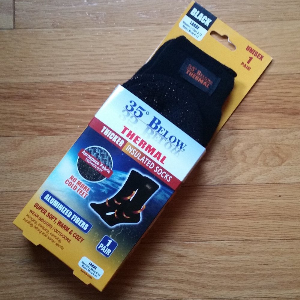 35 Below Black Unisex Socks Size Large